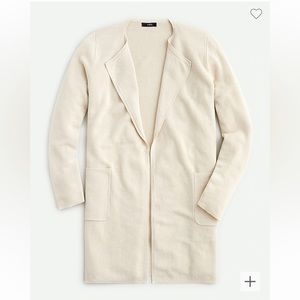 J. Crew Juliette Collarless Linen Blend Knit Long Cardigan Sweater natural XS